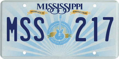 MS license plate MSS217