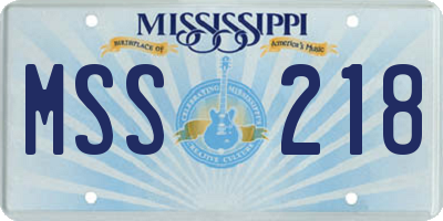 MS license plate MSS218