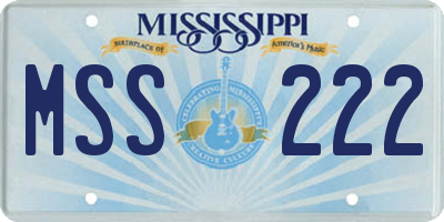 MS license plate MSS222