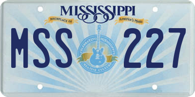 MS license plate MSS227