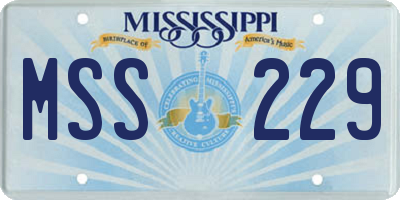 MS license plate MSS229