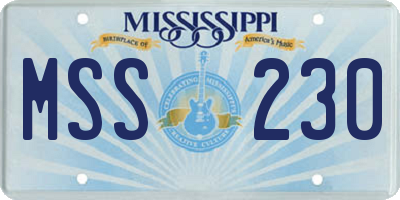 MS license plate MSS230