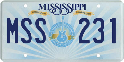MS license plate MSS231