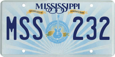 MS license plate MSS232