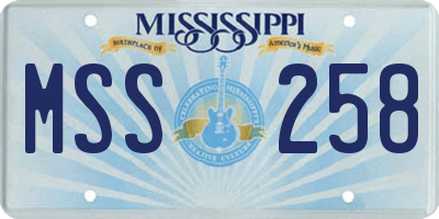 MS license plate MSS258