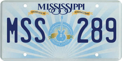 MS license plate MSS289