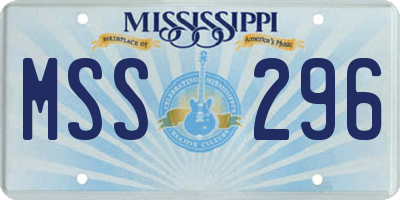 MS license plate MSS296