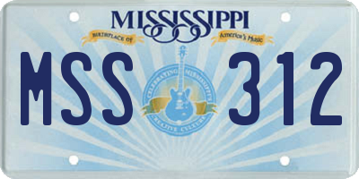 MS license plate MSS312