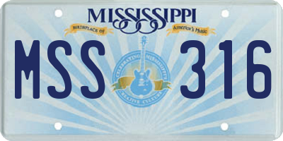 MS license plate MSS316