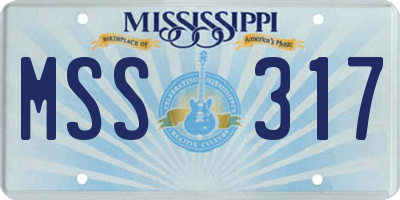 MS license plate MSS317