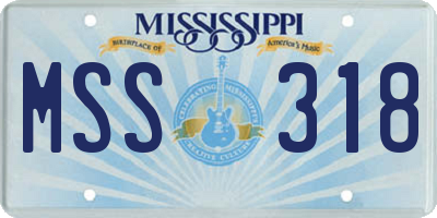 MS license plate MSS318