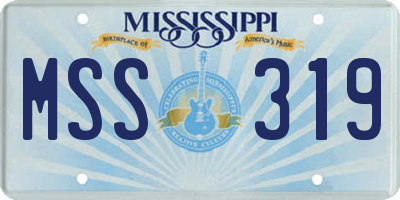 MS license plate MSS319