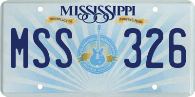 MS license plate MSS326