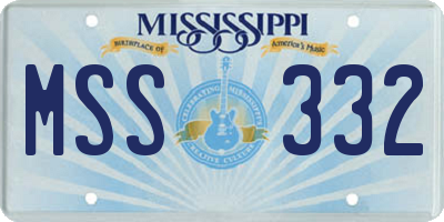 MS license plate MSS332