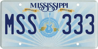 MS license plate MSS333