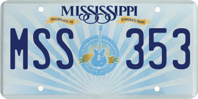 MS license plate MSS353