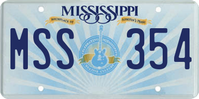 MS license plate MSS354
