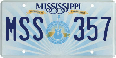 MS license plate MSS357