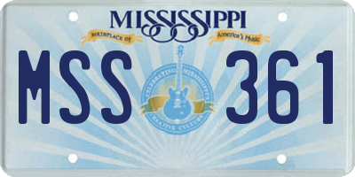 MS license plate MSS361