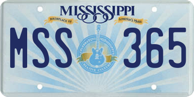 MS license plate MSS365
