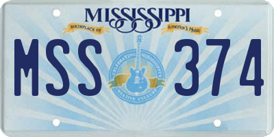 MS license plate MSS374