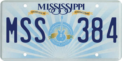 MS license plate MSS384