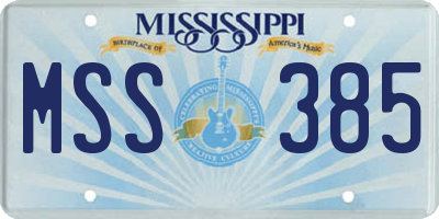 MS license plate MSS385