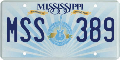 MS license plate MSS389