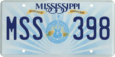 MS license plate MSS398