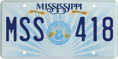 MS license plate MSS418