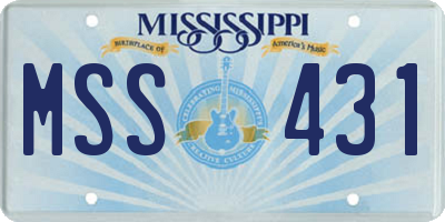 MS license plate MSS431
