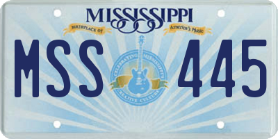 MS license plate MSS445