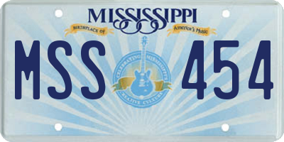MS license plate MSS454