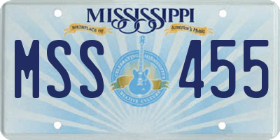 MS license plate MSS455