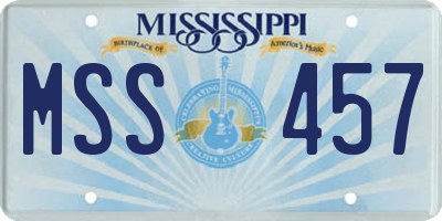 MS license plate MSS457