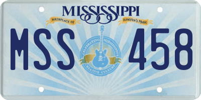 MS license plate MSS458
