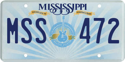 MS license plate MSS472
