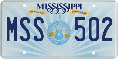 MS license plate MSS502
