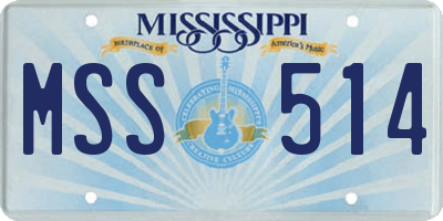 MS license plate MSS514