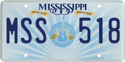 MS license plate MSS518