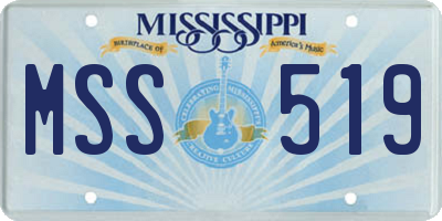 MS license plate MSS519