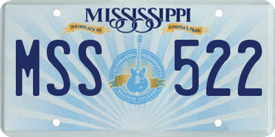 MS license plate MSS522