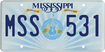 MS license plate MSS531