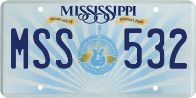 MS license plate MSS532