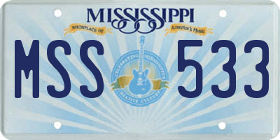 MS license plate MSS533