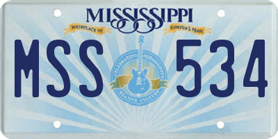 MS license plate MSS534