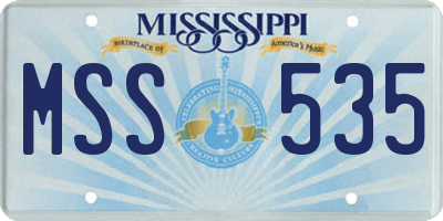 MS license plate MSS535