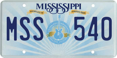 MS license plate MSS540