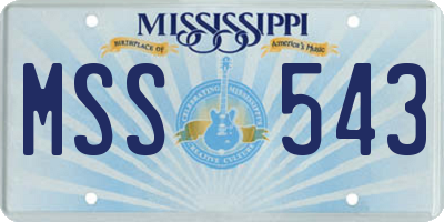 MS license plate MSS543