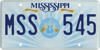 MS license plate MSS545